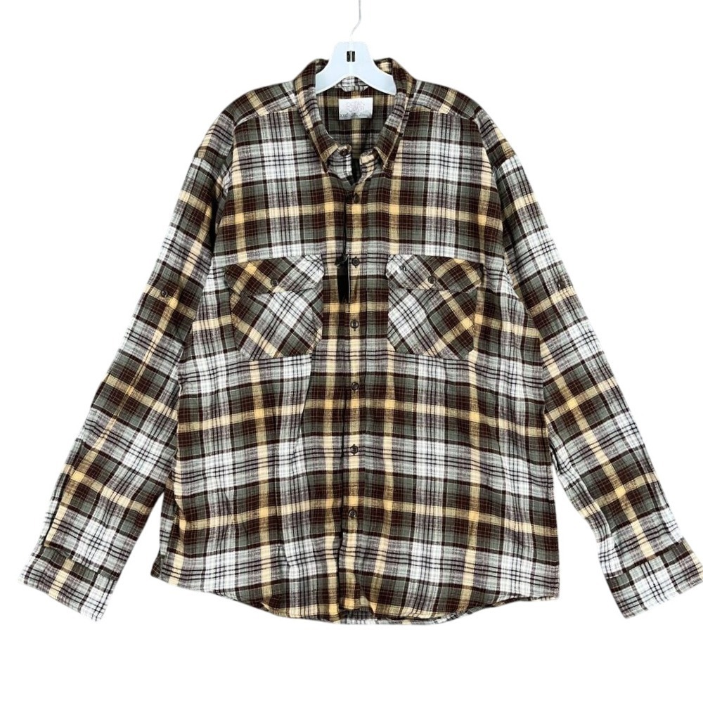 Ocean Coast XXL‎ Plaid Flannel Shirt NWT Oversized Button-Down Cotton Shirt